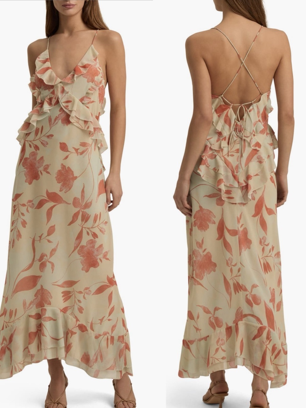 NWT Favorite Daughter Floral Maxi Dress Wedding Guest Open Back XS